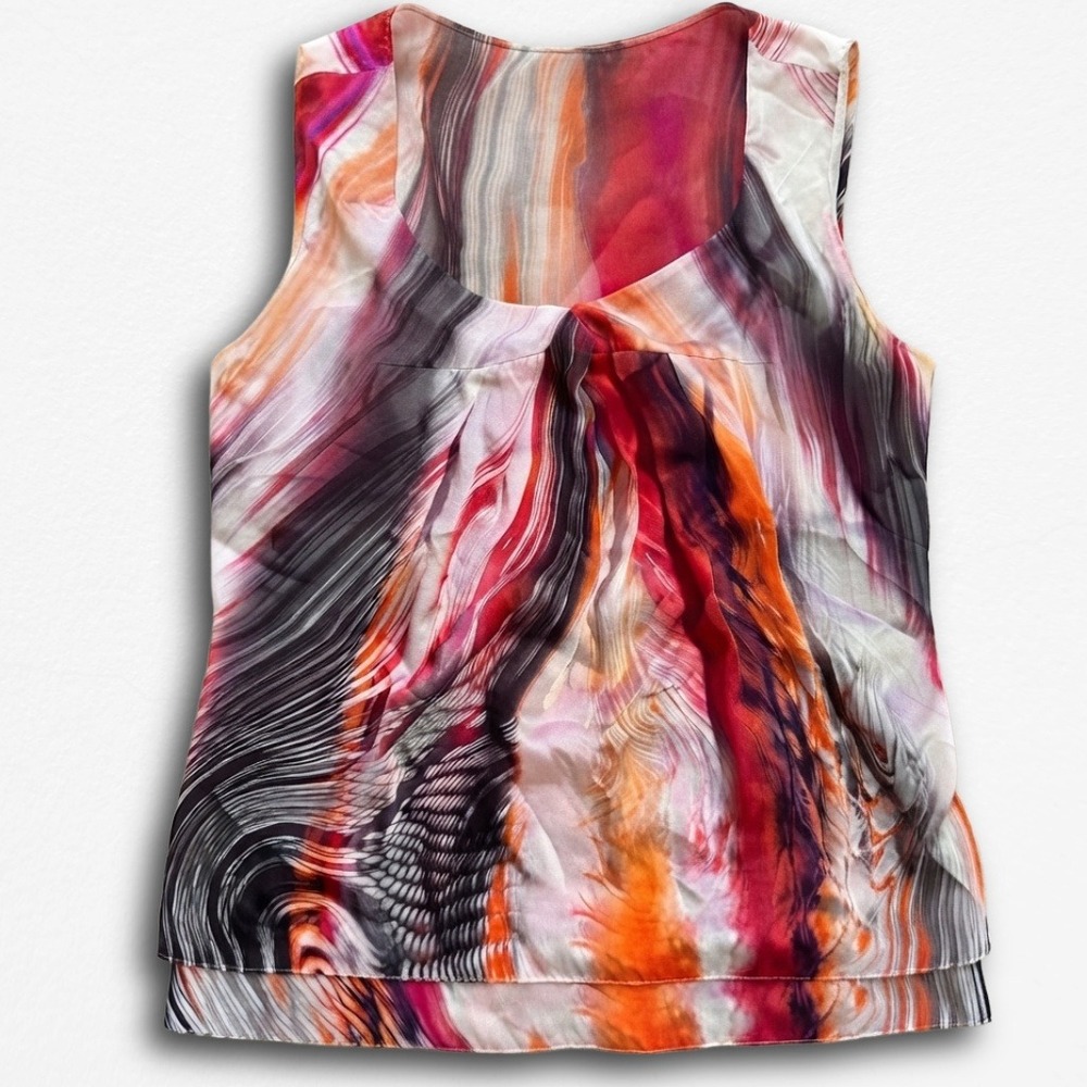 Abstract Swirl Sleeveless Top - Multi-Color